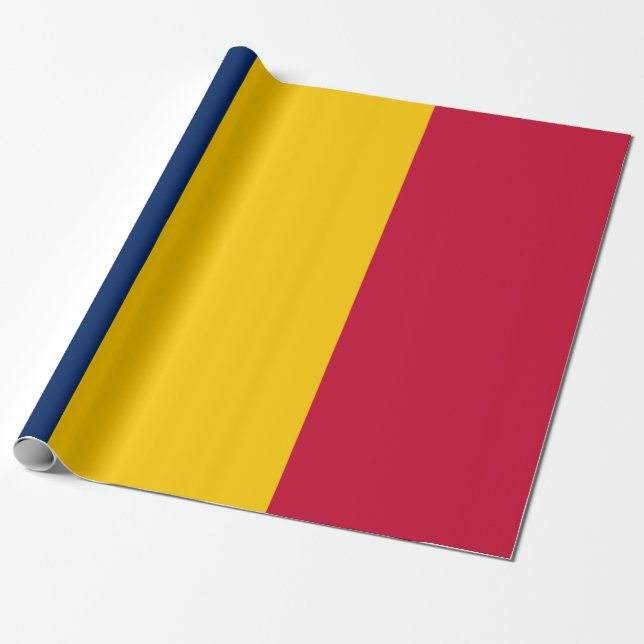 Papel De Presente Bandeira do Chade (País Africano) (Desenrolado)