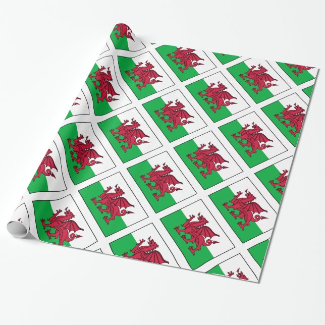 Papel De Presente Bandeira do dragão de Wales Galês (Desenrolado)
