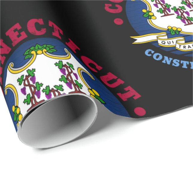 PAPEL DE PRESENTE BANDEIRA DO ESTADO CONSTITUCIONAL DE CONNECTICUT (Ponta do rolo)
