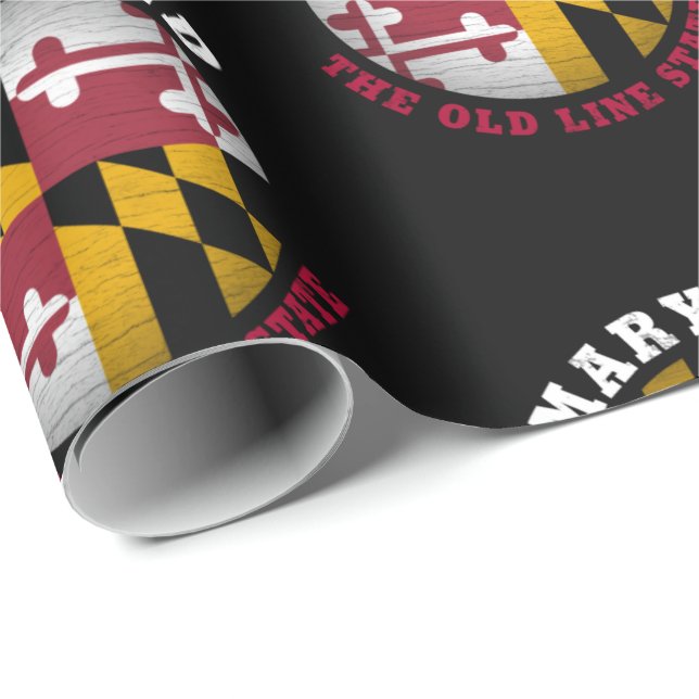 PAPEL DE PRESENTE BANDEIRA DO ESTADO DA LINHA ANTIGA MARYLAND (Ponta do rolo)