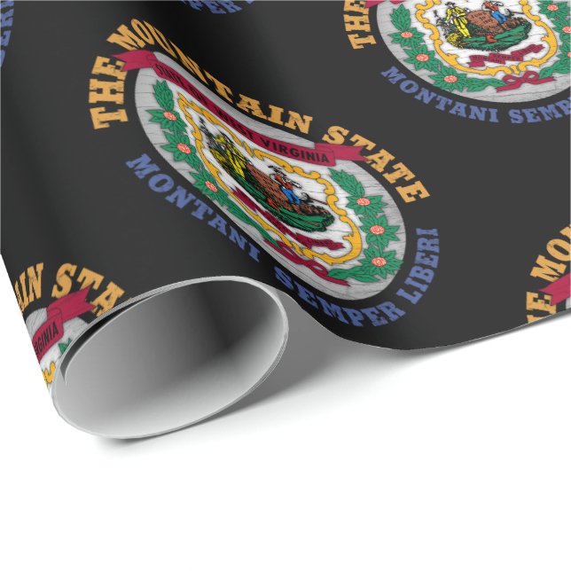 PAPEL DE PRESENTE BANDEIRA DO ESTADO DAS MONTANHAS DA VIRGÍNIA OCIDE (Ponta do rolo)