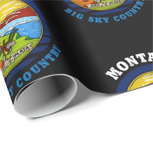 PAPEL DE PRESENTE BANDEIRA DO ESTADO DE BIG SKY MONTANA (Ponta do rolo)