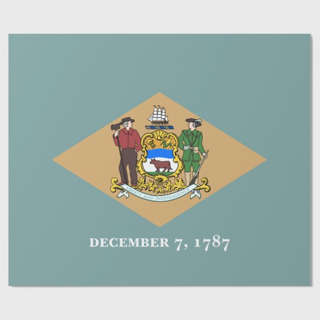 Papel De Presente Bandeira do Estado de Delaware (DE, EUA) (Aberto)