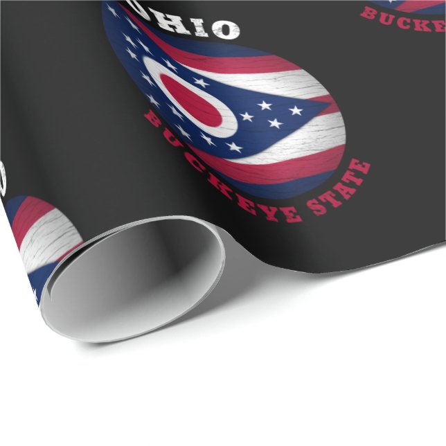 PAPEL DE PRESENTE BANDEIRA DO ESTADO DE OHIO BUCKEYE (Ponta do rolo)