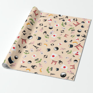 Papel De Presente Bandeira do Japão com ícones famosos