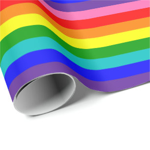 Papel De Presente Bandeira do Orgulho Arco-íris de Oito Listras Hori