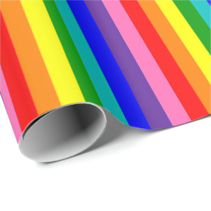 Papel De Presente Bandeira do Orgulho Arco-íris de Oito Listras na V