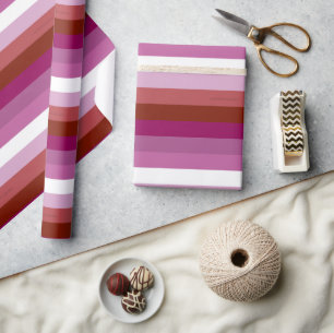 Papel De Presente bandeira do orgulho lésbico feminino da SlipperyJo