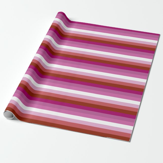 Papel De Presente Bandeira do Orgulho Lésbico Horizontal (Desenrolado)