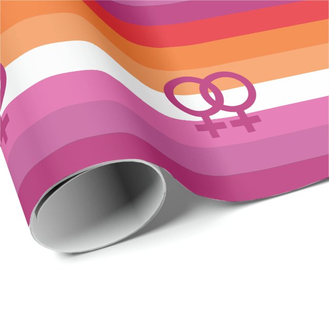 Papel De Presente Bandeira do Orgulho Lésbico WLW (Pôr do Sol) (Ponta do rolo)