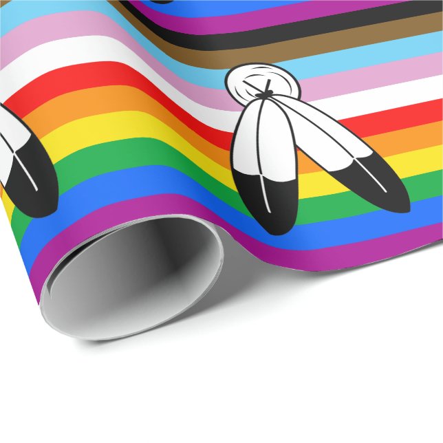 Papel De Presente Bandeira do Orgulho Progressivo LGBTQ+ Two-Spirit (Ponta do rolo)