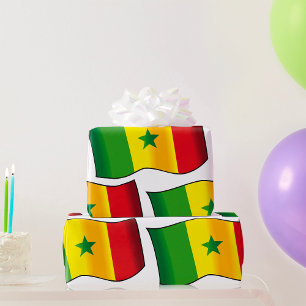 Papel De Presente Bandeira do Senegal Orgulho Senegalês Verde Amarel