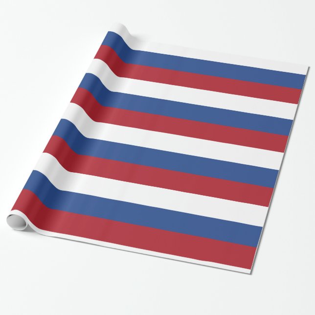 Papel De Presente Bandeira dos Países Baixos: Red White Blue Stripes (Desenrolado)