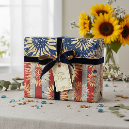 Papel De Presente Bandeira e girassóis