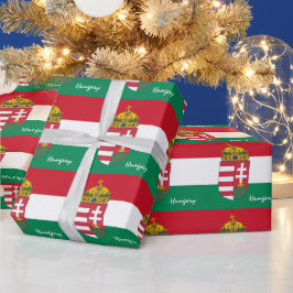 Papel De Presente Bandeira Húngara Emblem & Hungria presentes/adepto