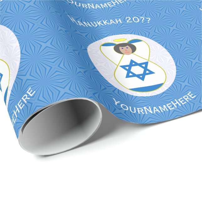 Papel De Presente Bandeira israelense Hanukkah Angel - Presente pers (Ponta do rolo)