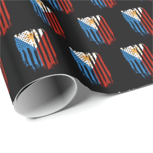 Papel De Presente Bandeira Metade Americana das Filipinas (Ponta do rolo)