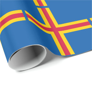 Papel De Presente Bandeira Patriótica das Ilhas Åland
