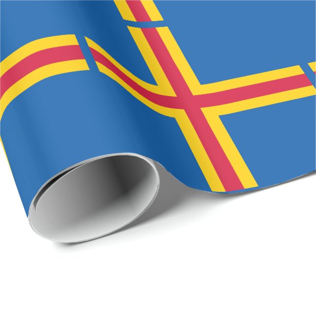 Papel De Presente Bandeira Patriótica das Ilhas Åland (Ponta do rolo)