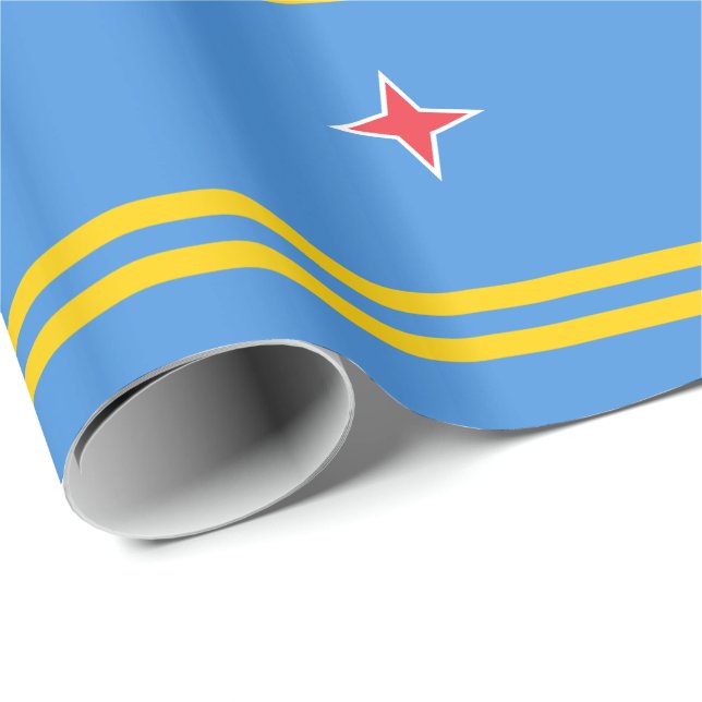 Papel De Presente Bandeira Patriótica de Aruba (Ponta do rolo)