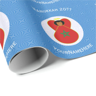 Papel De Presente Bandeira Personalizada do Hanukkah do Anjo Marroqu