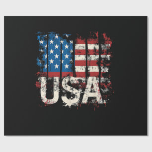 Papel De Presente Bandeira Retro-Americana EUA 4 de julho