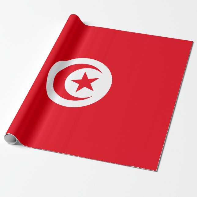 Papel De Presente Bandeira Tunisina (Tunísia) (Crescente Islâmica) (Desenrolado)