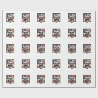 Papel De Presente Bandeira Vintage Patriótica do Bulldog Francês