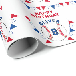 Papel De Presente Bandeiras de rebatidas de bola de beisebol Anivers