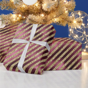 Papel De Presente Bandeiras Douradas da Borgonha Vermelha