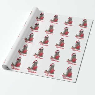 Papel De Presente Bandido Guaxinim Santa - Feliz Natal