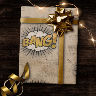 Papel De Presente BANG! Vintage Comic Book Steampunk Pop Art