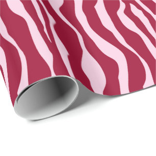 Papel De Presente Banhas de zebra - Borgonha e Rosa