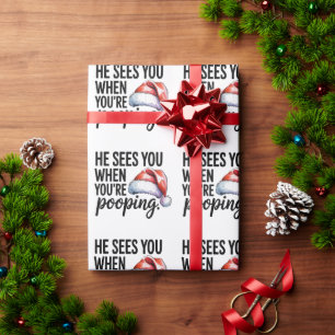 Papel De Presente Banheiro Ele Te Vê Quando Você Tá Cagando De Natal
