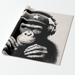 Papel De Presente Banksy DJ Monkey Gorilla Chimp Art Impressão
