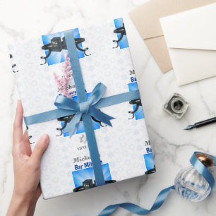 Papel De Presente Bar Feliz Mitzvah 20XX Tefillin Blue Star