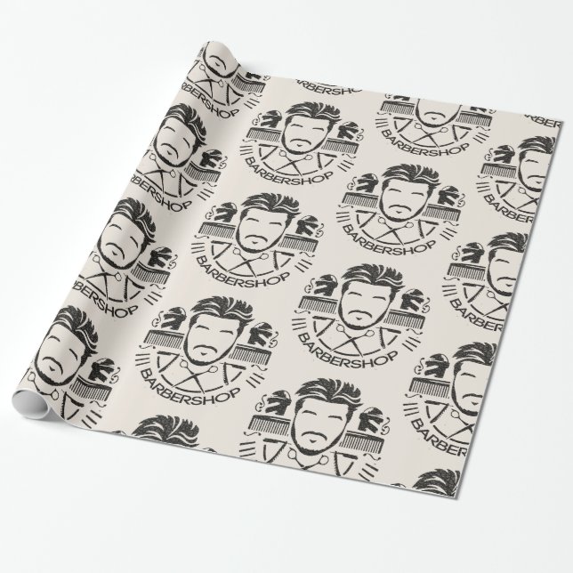 Papel De Presente Barbearia estilo couro (Desenrolado)