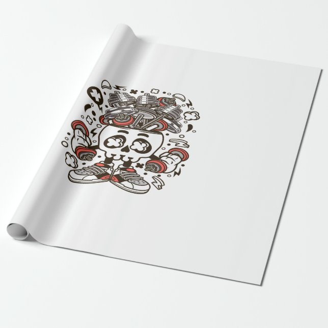 Papel De Presente Barbell Skull Head (Desenrolado)