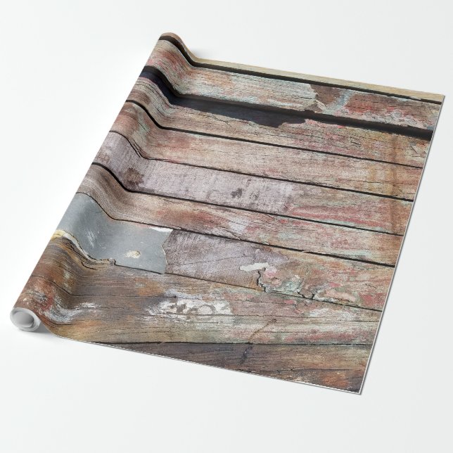 Papel De Presente Barco à Vela Rústico Envelhecido Tábuas de Madeira (Desenrolado)