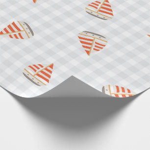 Papel De Presente Barco à vela verão xadrez berçário crianças