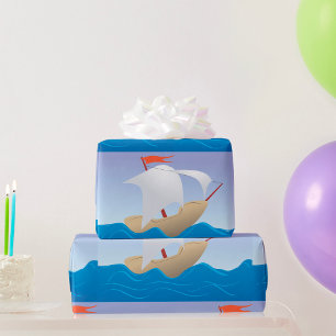 Papel De Presente Barco de Amendoim Caprichoso Navio de Velas Minima