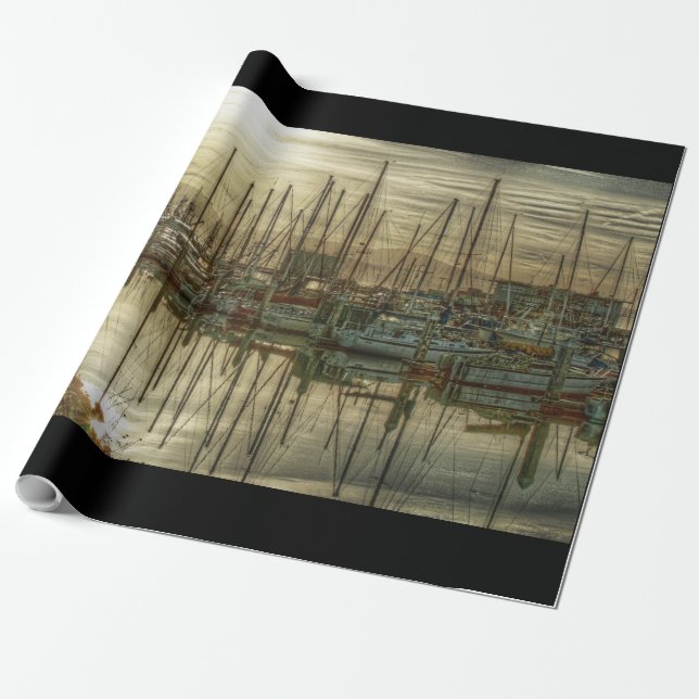 Papel De Presente Barcos no porto (Desenrolado)
