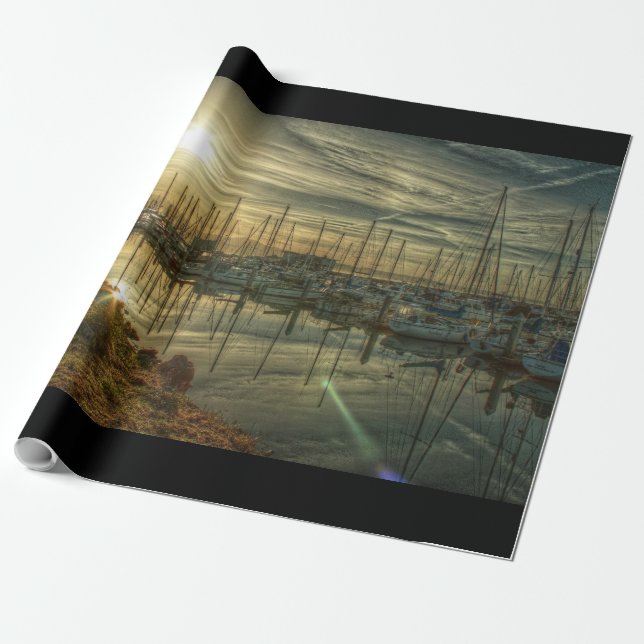 Papel De Presente Barcos no porto 2 (Desenrolado)