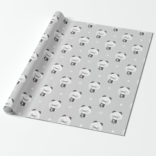 Papel De Presente Barista Panda Fofo (Desenrolado)