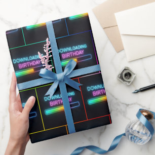 Papel De Presente Barra de Download de Aniversário Neon no Computado