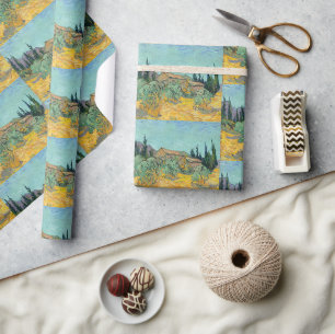 Papel De Presente Barracões de Madeira de Van Gogh Arte de Paisagem 