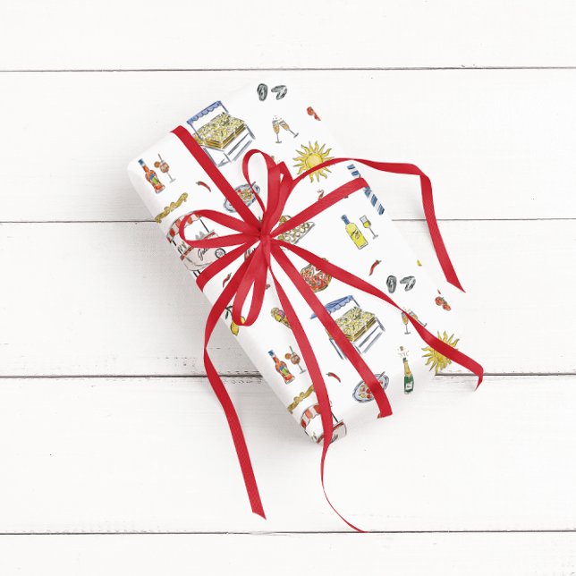 Papel De Presente Barrafa de Verão italiana mediterrânica (Criador carregado)