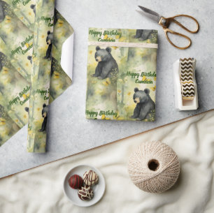 Papel De Presente Barramento Bebê Bonito Personalizado Neutro Aniver