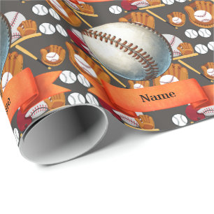Papel De Presente Baseball com Nome na bola para jogador