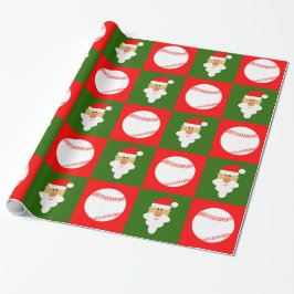 Papel De Presente Baseballs & Santa Clause Beisebol Player Natal